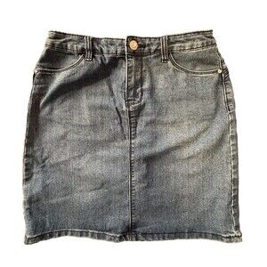Christopher & Banks Denim Jean Skirt Women Sz 4 Front Back Pockets Embellished